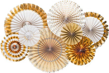 white gold paper fan - Pack of 8
