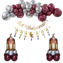 Burgundy Silver Eid Balloon Garland