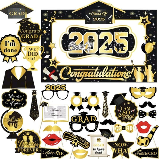Graduation photo frame and photo props set