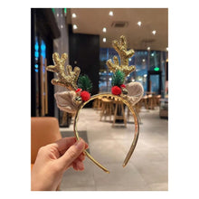 Christmas Antlers Plush Ears Bell Dear Horn Sequin Headband 1pc