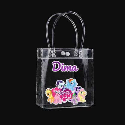 Personalized return gift party favor bags for kids with cartoon character and text of your choice