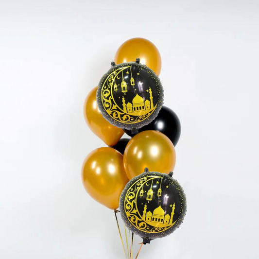 helium filled balloons black and gold eid