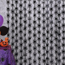 Black Spider Tinsel Foil Fringe Curtains, Photo Booth Prop Streamers Backdrop