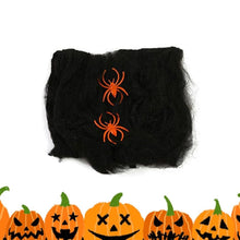 Black - 1 Bag of Stretchable Spider Web Webbing Cobweb Prop + 2 Fake Spiders