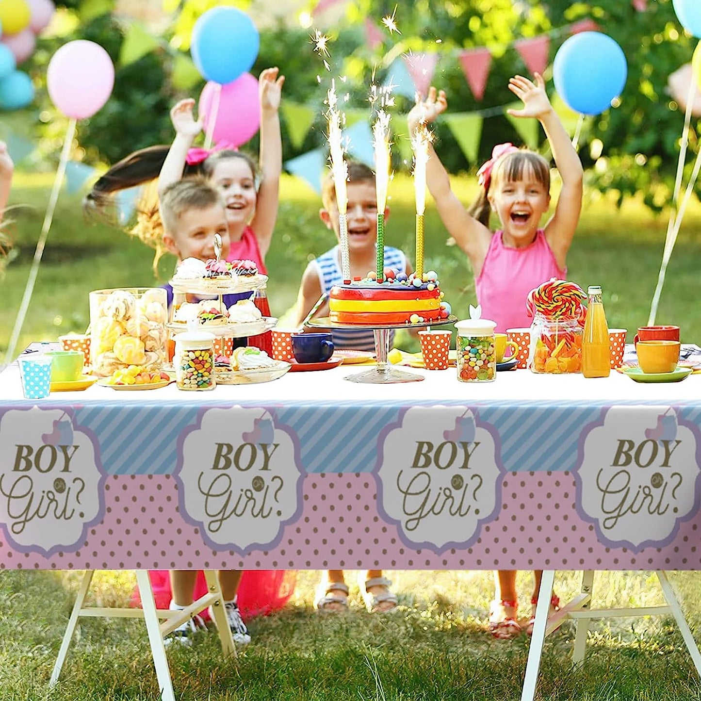 Gender reveal boy or girl baby shower Rectangular Table Covers