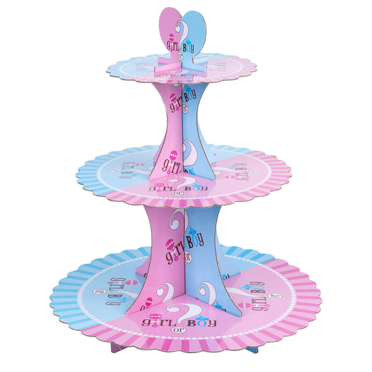 Boy or Girl gender reveal cup cake stand