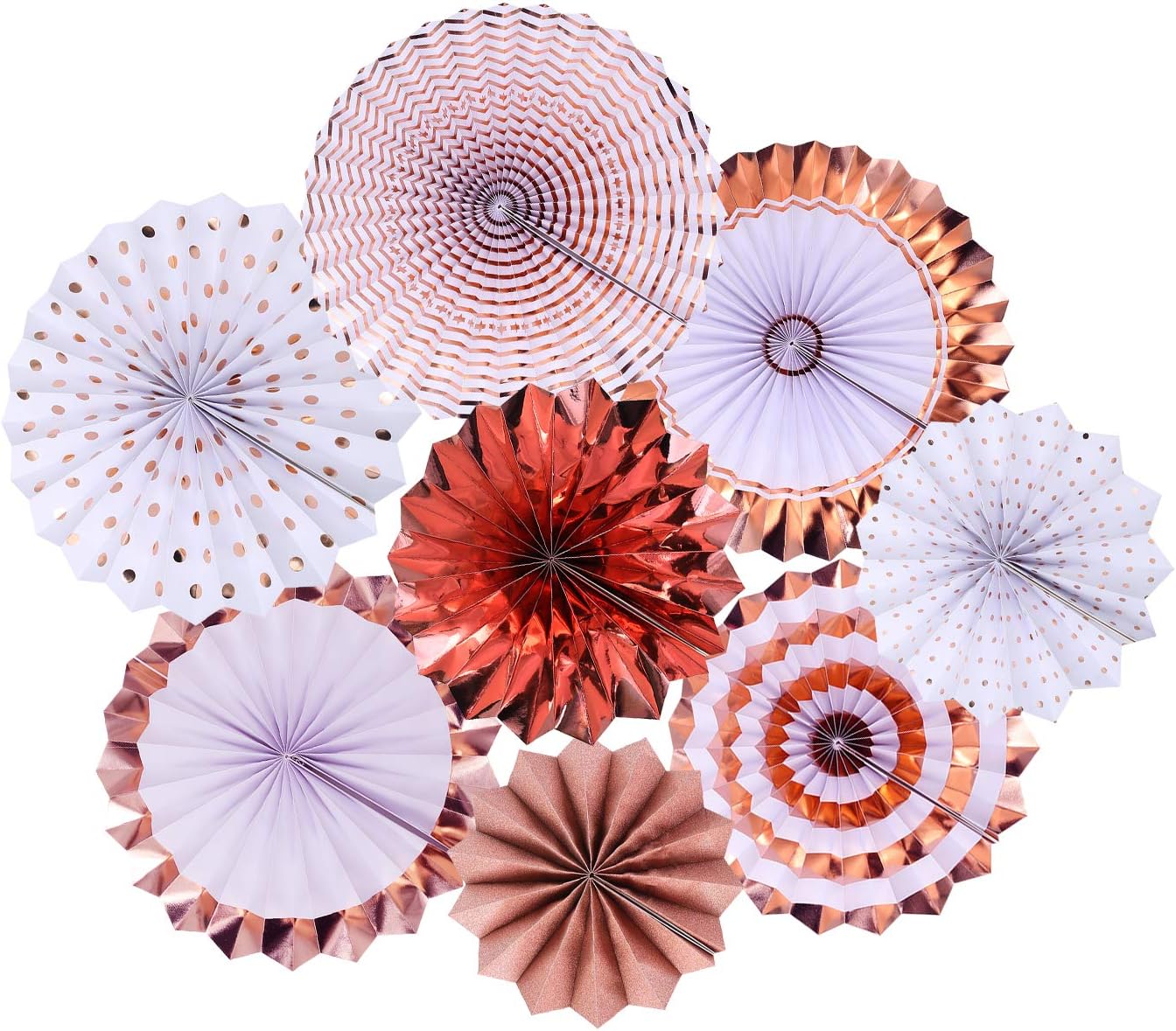 Rosegold paper fan - Pack of 8