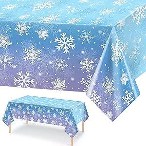 Disposable Table Cloth 137 x 274cm - Blue Purple Ombre Snowflake