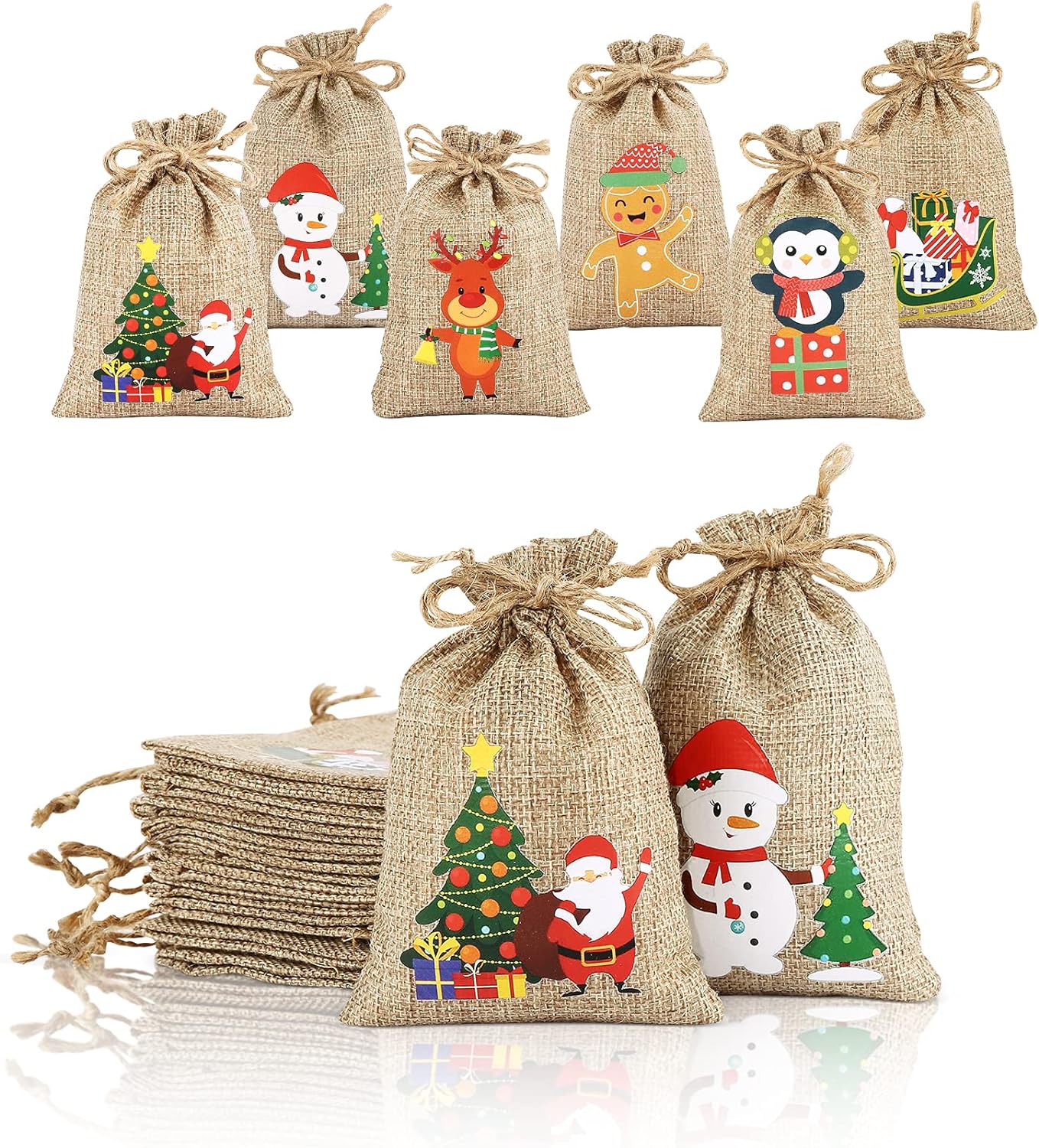 Christmas Jute Bags - pack of 5