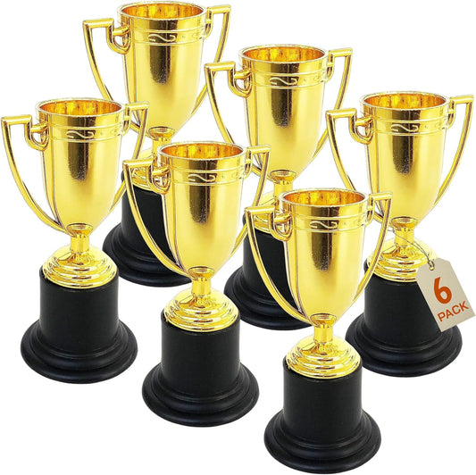 Plastic trophy gold color- pack of 6