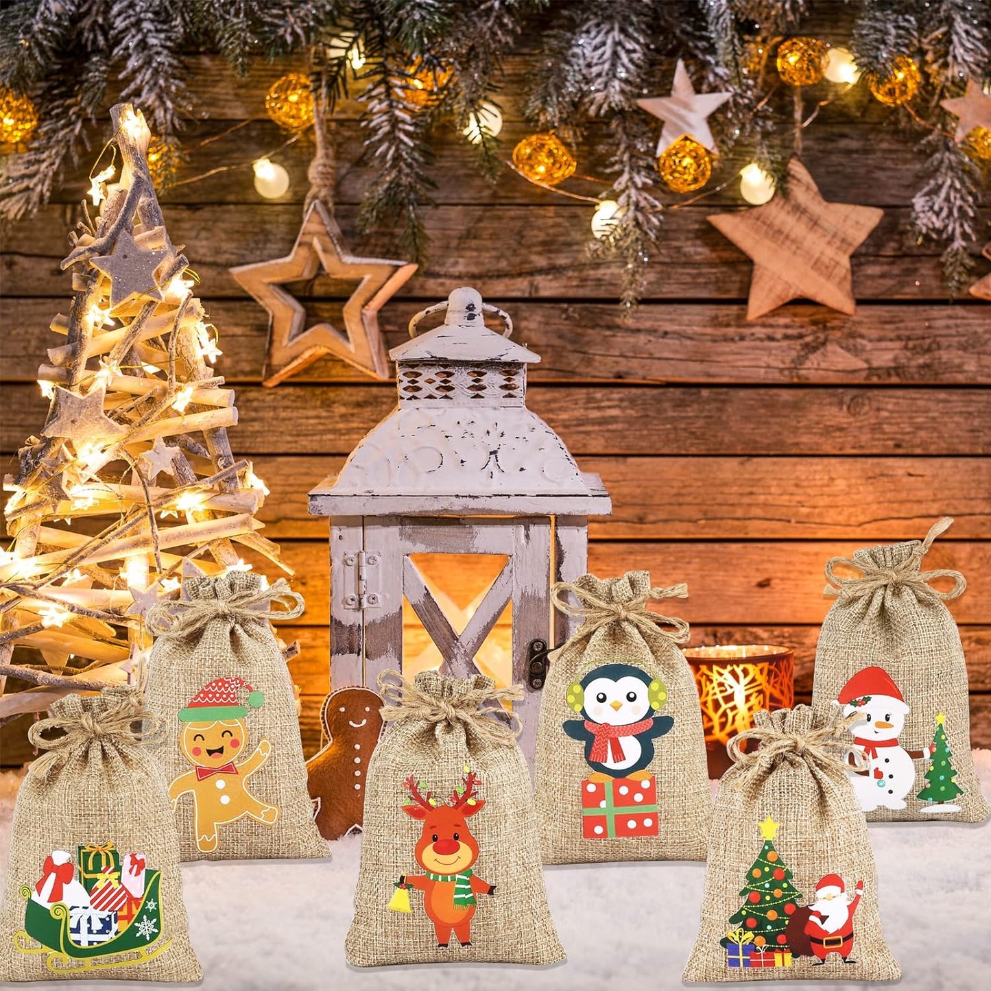 Christmas Jute Bags - pack of 5