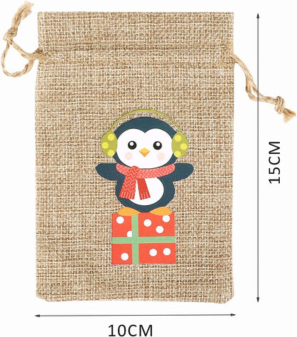 Christmas Jute Bags - pack of 5