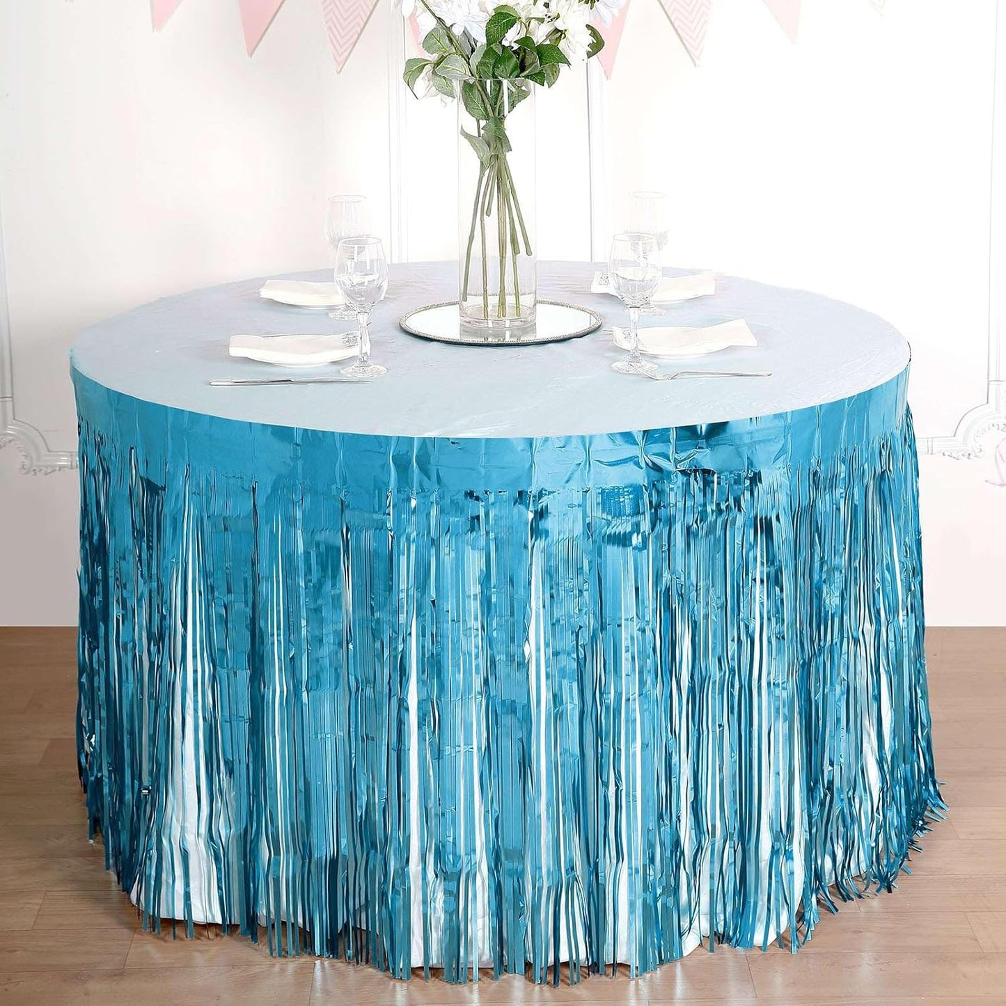 Light blue foil Table skirts