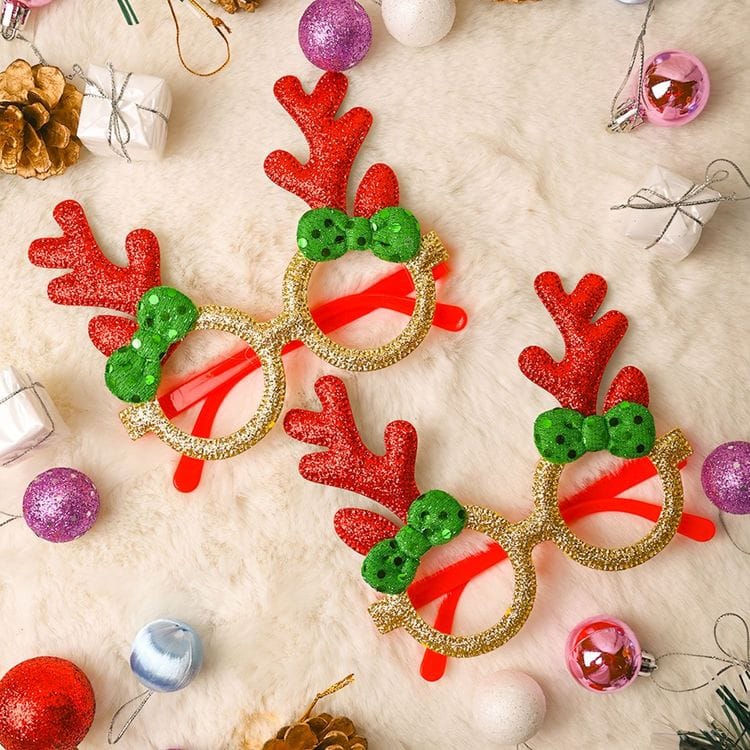 Red & Gold Christmas Theme Party Glasses 1pc