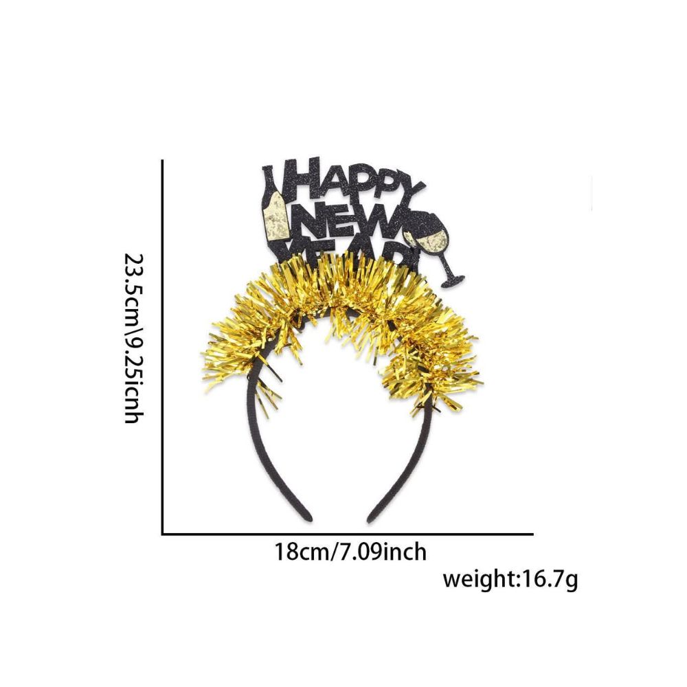 New Year Headband with Glitter 1pc