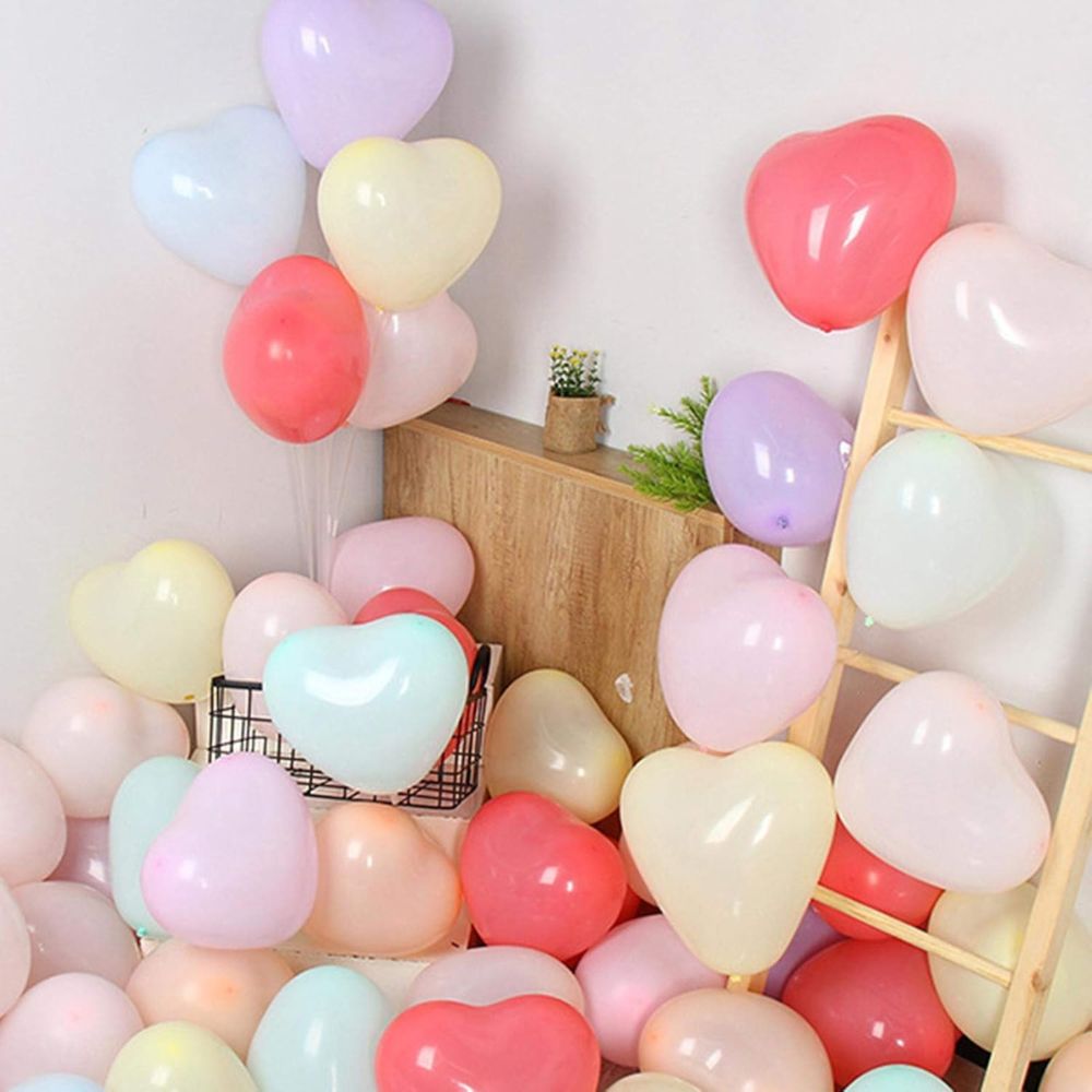 Pastel heart mixed color helium filled 10 pcs