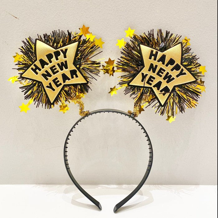 Happy new year gold spring headband