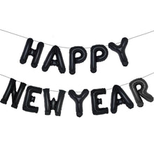 Black Happy New Year Banner Foil Balloon - Non Inflated