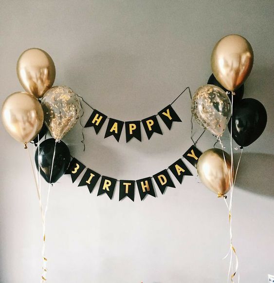 simple helium birthday  - black gold