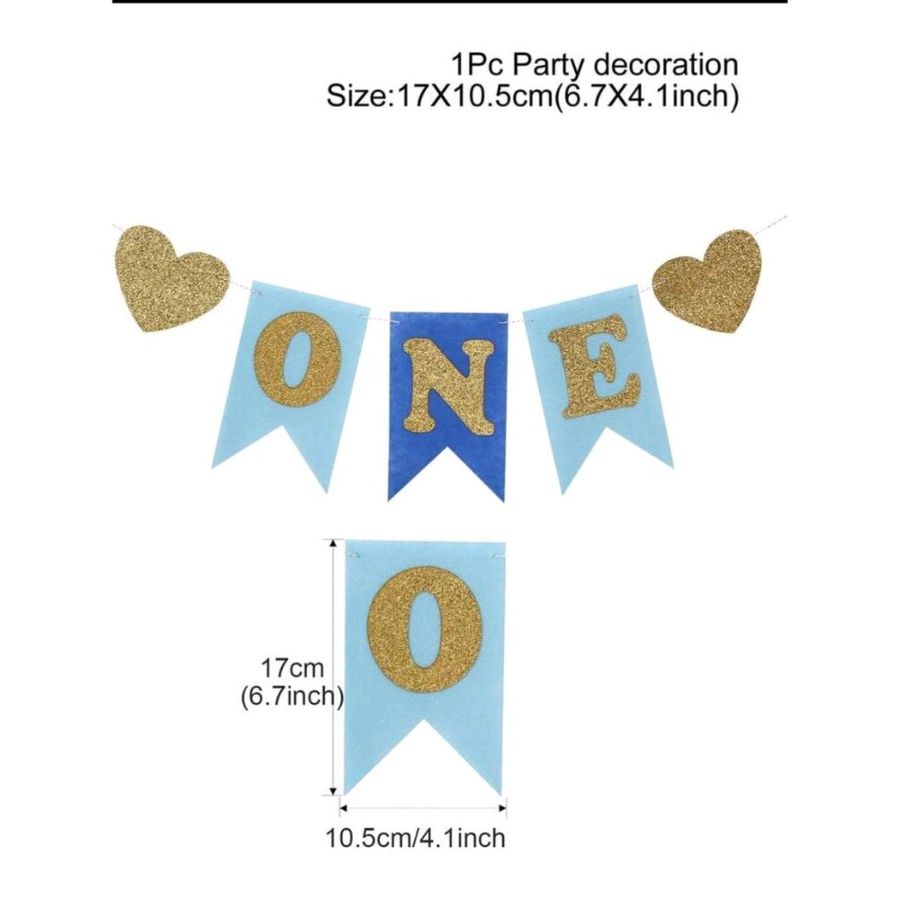 One Blue First Birthday Banner