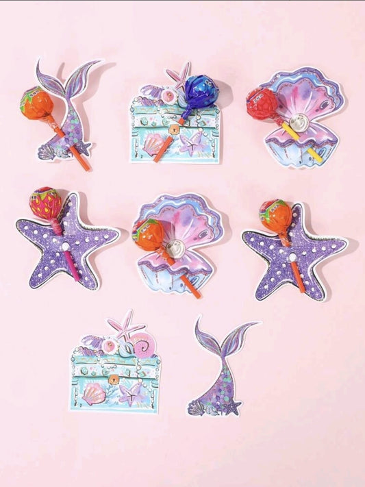 48pcs mermaid lollipop holder cards