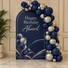 navy blue silver theme Balloon Garland & Arch Backdrop Decoration