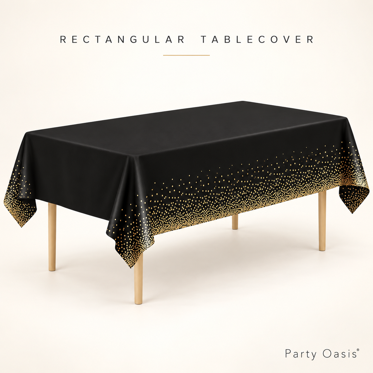Black Tablecloth with Gold confetti Dots - Fits 8ft Table