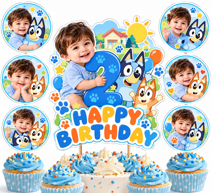 Personalized Birthday Cake & Cupcake Topper Set – 7 Pieces
