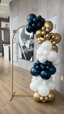Navy & Gold Organic Balloon Arch