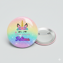 1pc Unicorn pastel personalized badges 58mm for Kids Birthday Return Gift