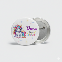 1pc Unicorn little pony personalized badges 58mm for Kids Birthday Return Gift