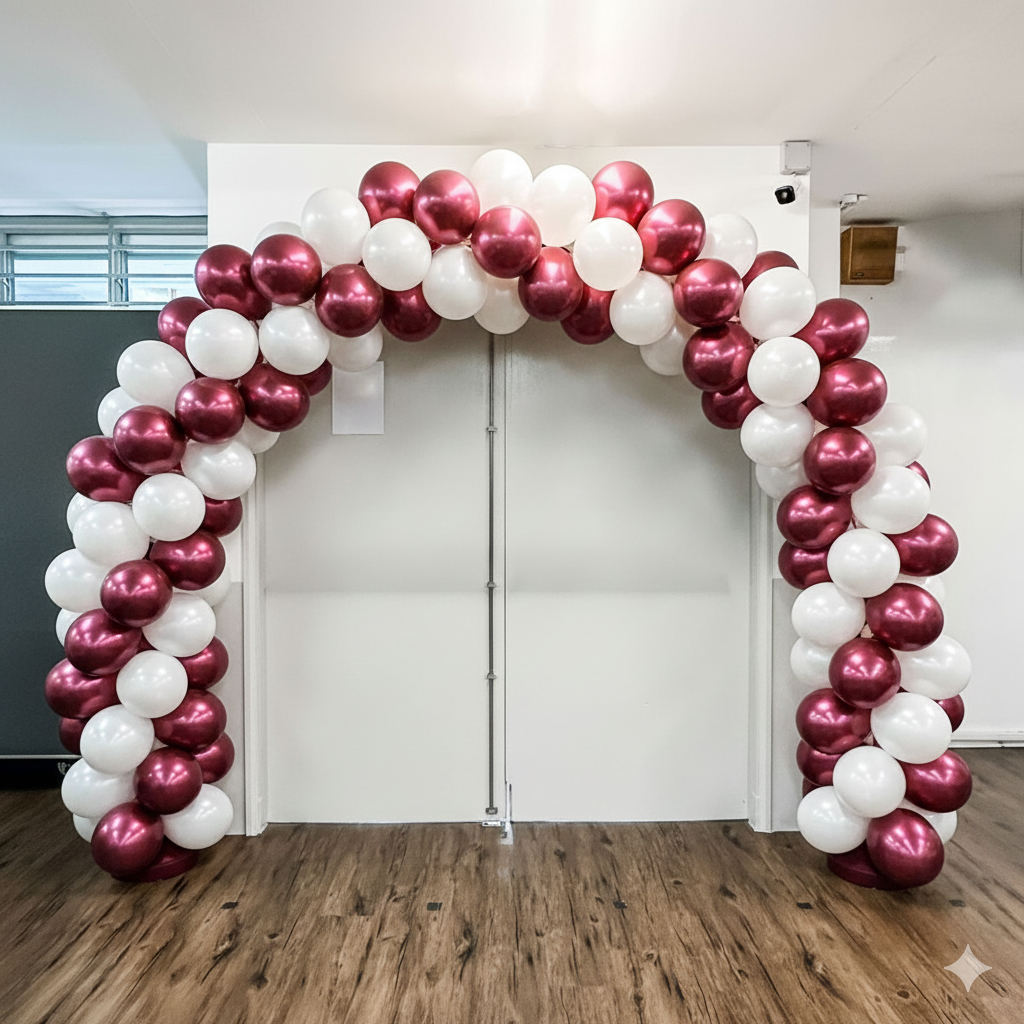 Qatar National Day Balloon arch | Burgundy & White - deisgn 2
