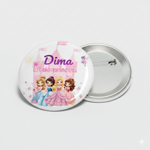 1pc princess personalized badges 58mm for Kids Birthday Return Gift