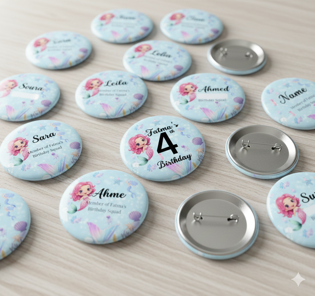 Birthday Badges customized for birthday girl and her freinds ( 1+9)