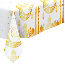 Rectangle Ramadan Table Cover Plastic Party Eid Mubarak Table Cloth - white
