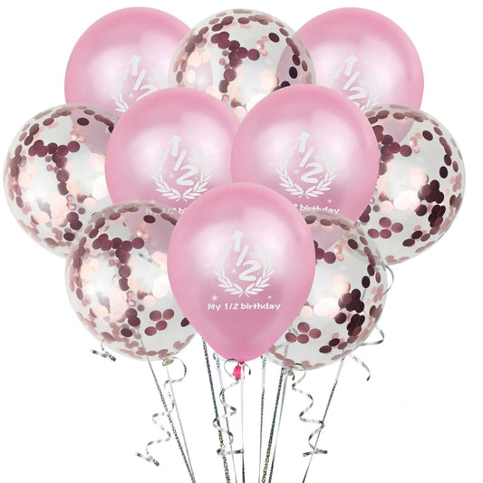 1/2 Birthday Helium Bunch  half birthday celebration - 10 pcs pink