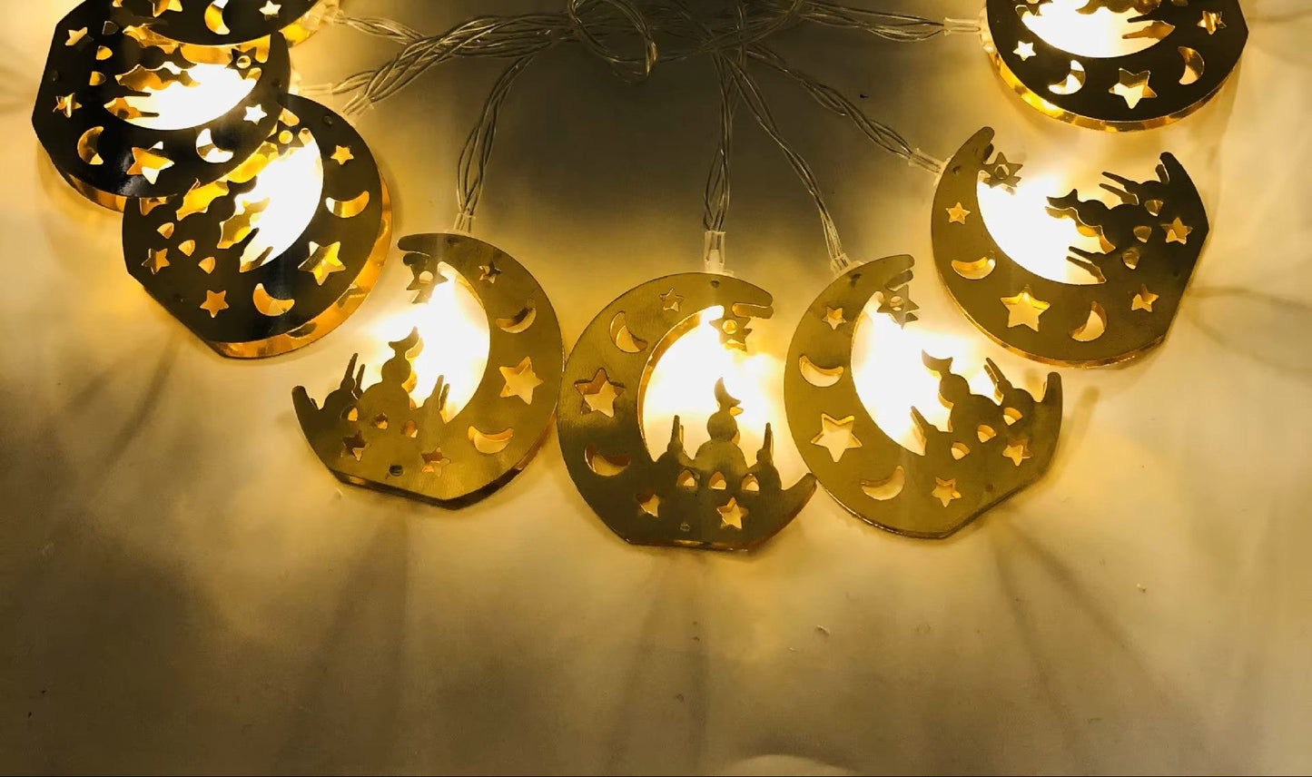 Crescent Moon and Mosque String Light 20 Pendants - Plug