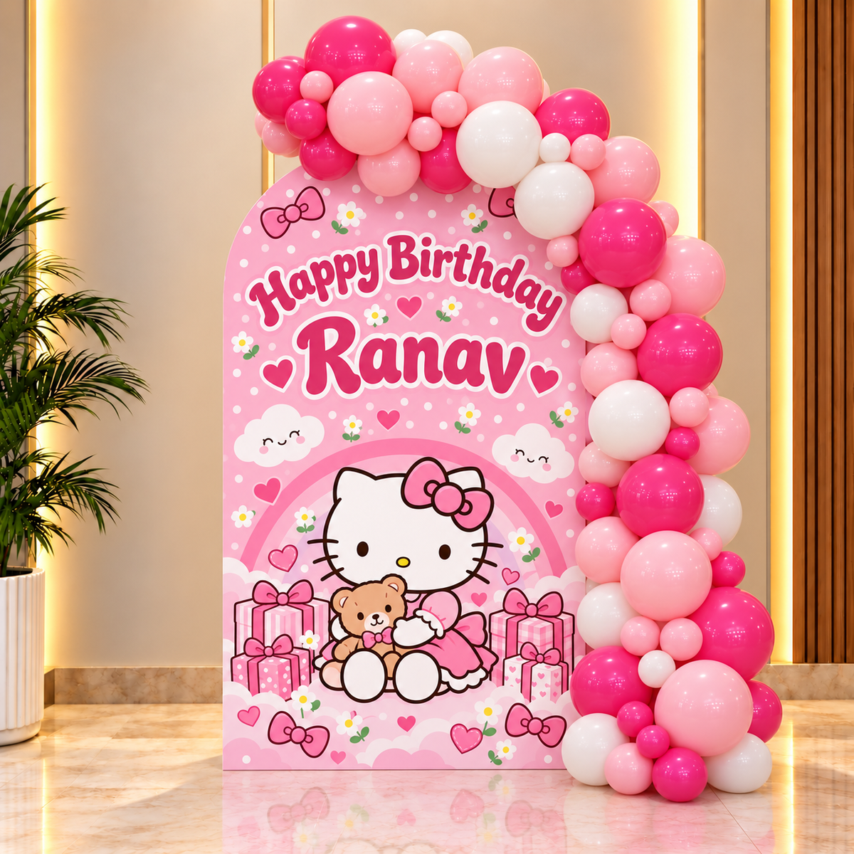 hello kitty theme Balloon Garland & Arch Backdrop Decoration