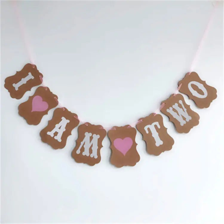 I am two banner - pink