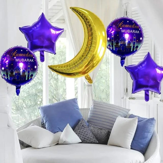 (moon) Ramadan 5 pcs foil balloons