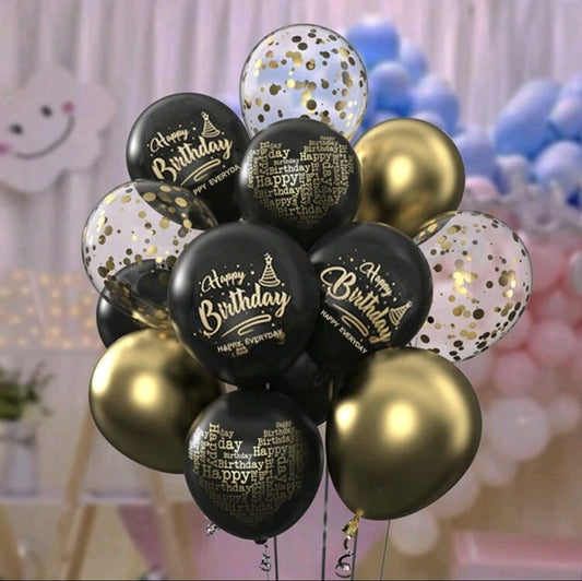 birthday helium balloon - black gold helium filled 10 pcs