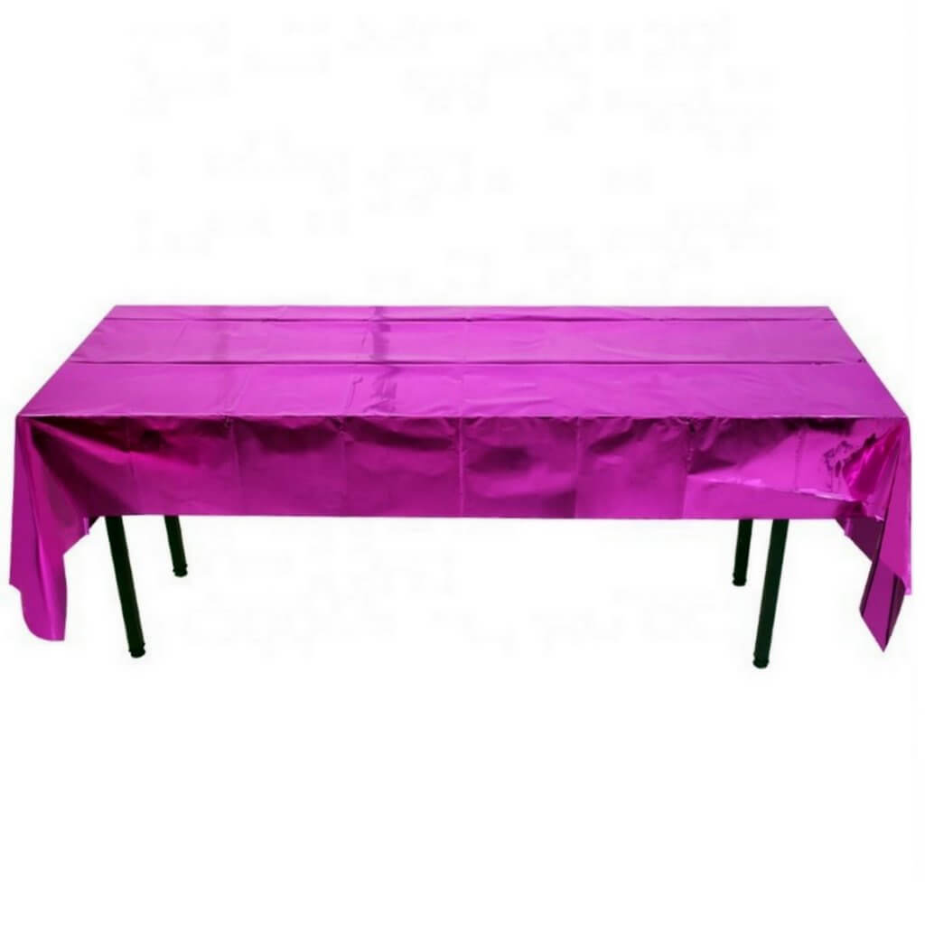 Pink Shiny Metallic Table Cover - Fits 6ft Table