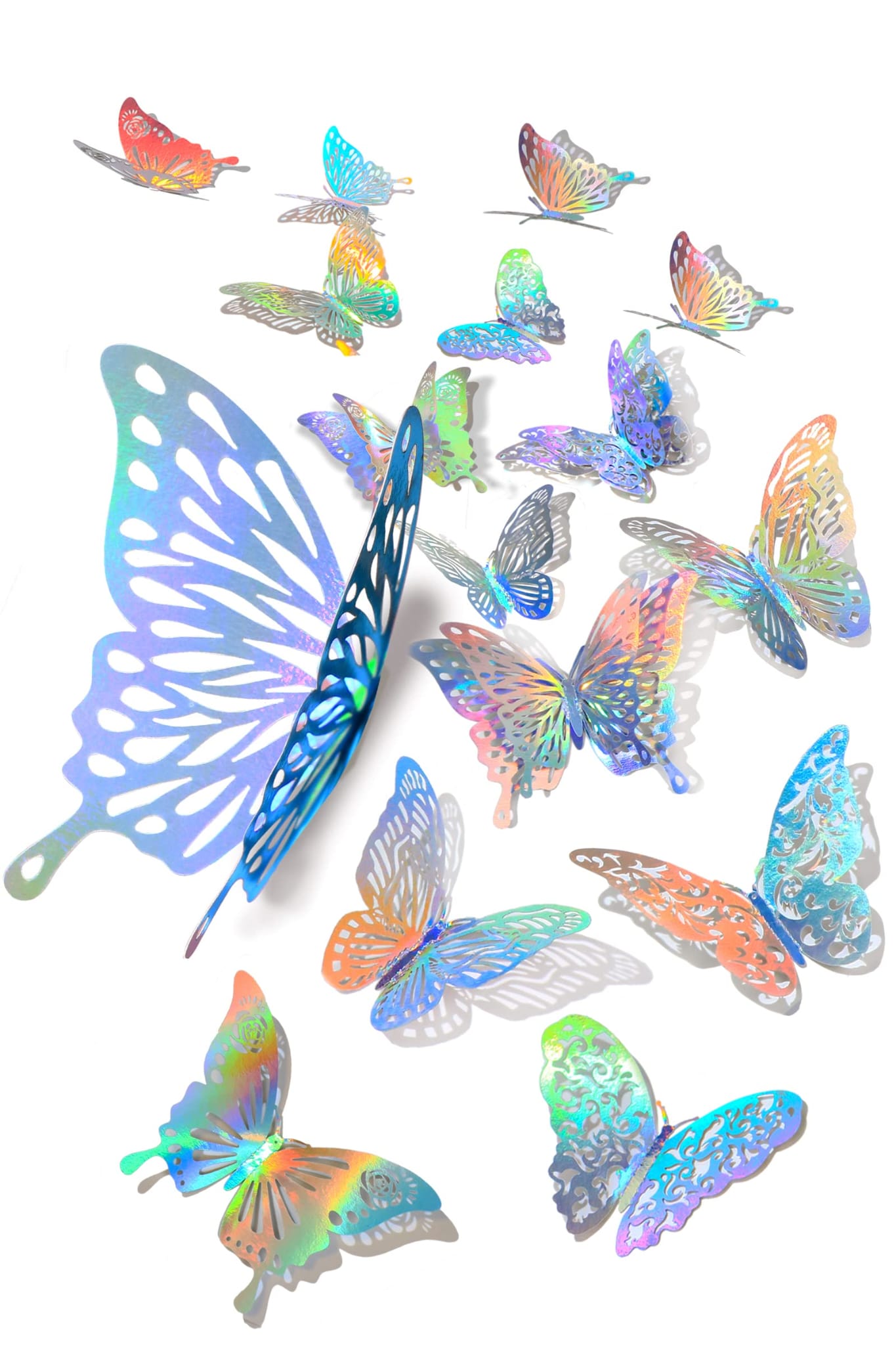 silver holographic Butterfly decorations - pack of 12 with glue dots (Copy)