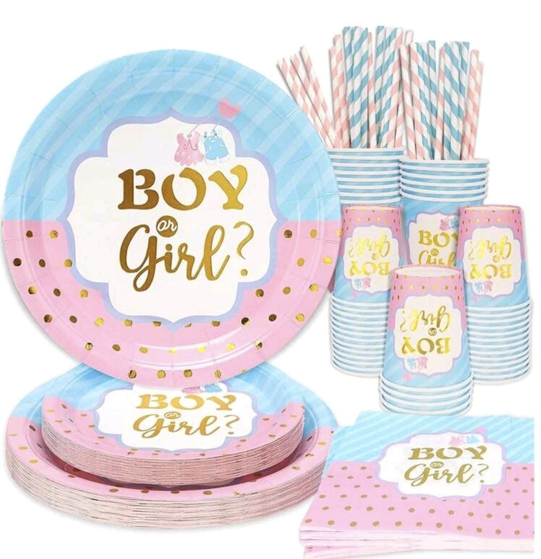 Boy or girl gender reveal party set - serves 20