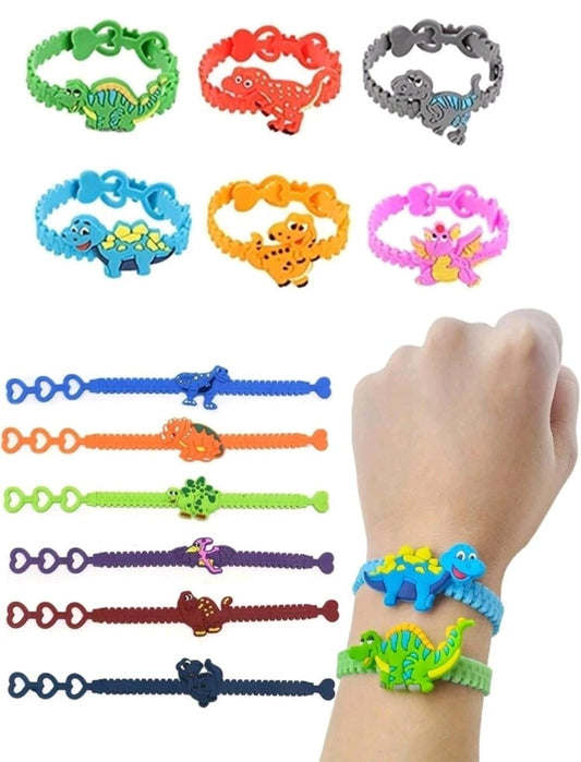 12 Pcs Dinosaur Silicon Bracelet