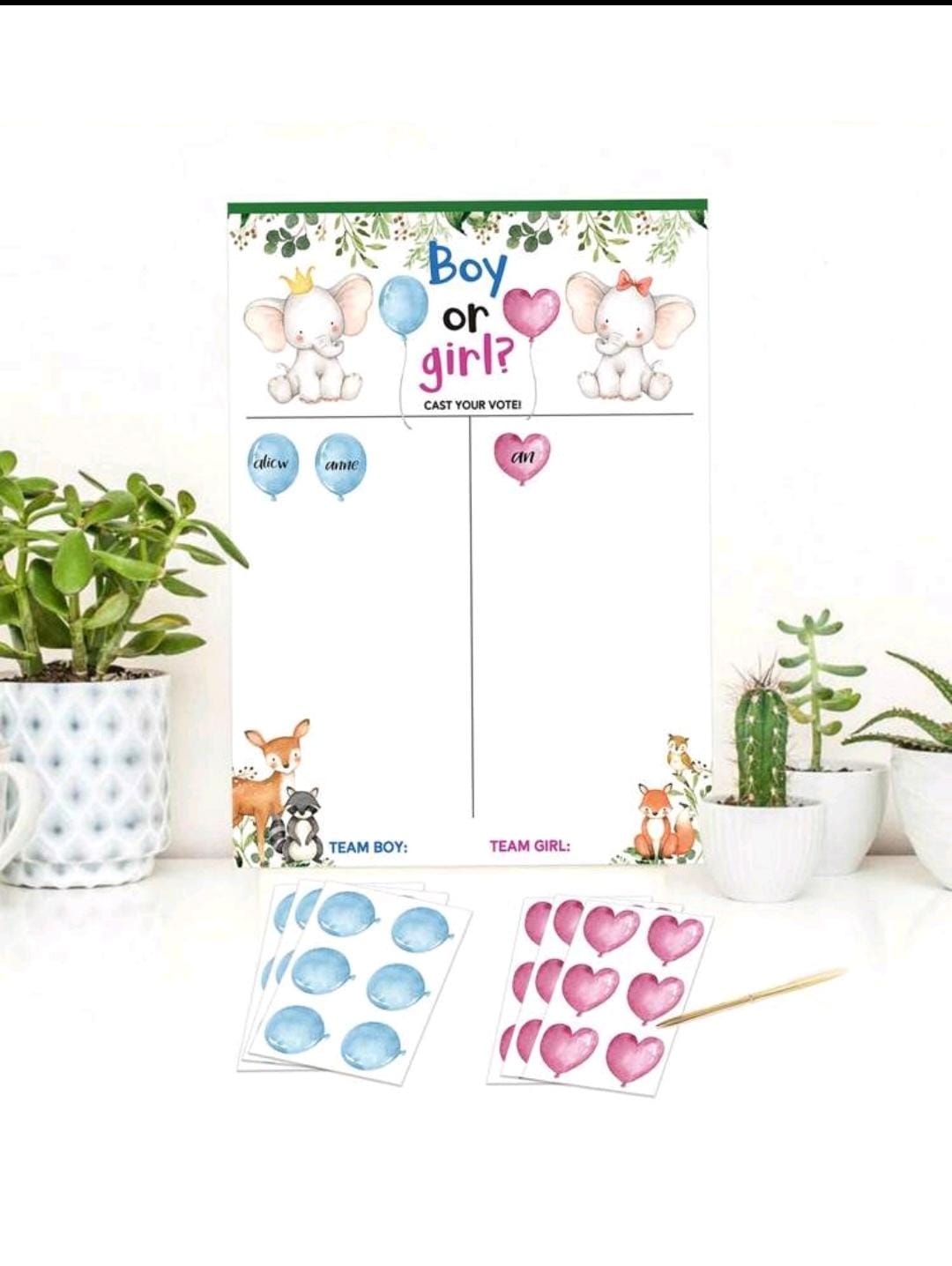 1 set gender reveal game party poster with stickers