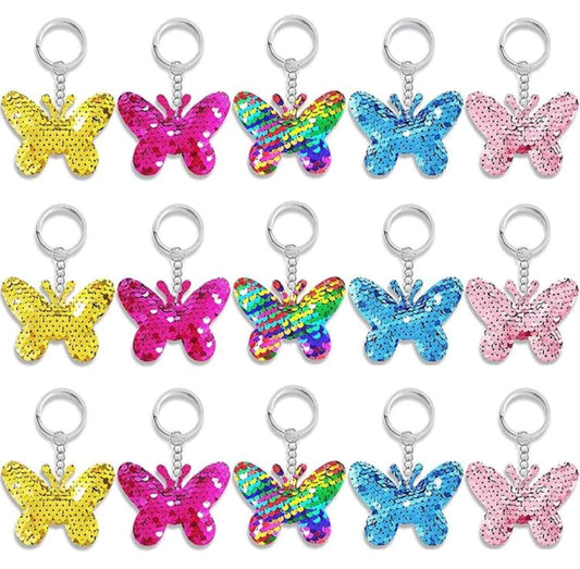 15pcs sequin butterfly key chain