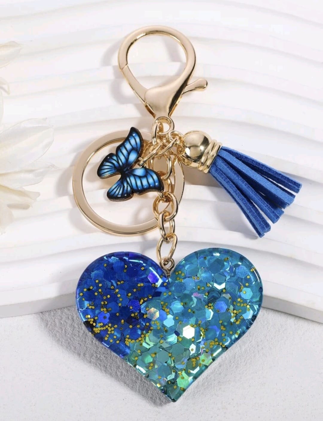 BLue heart key chain 1pc