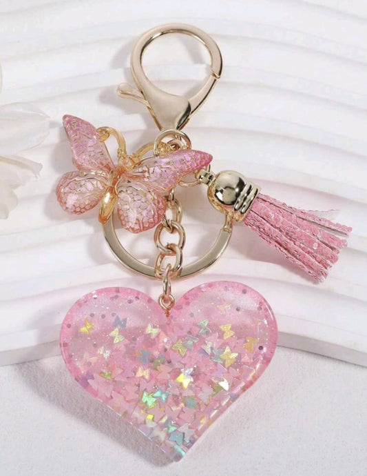 Pink heart key chain 1pc