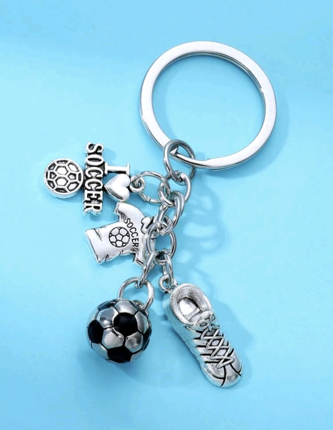 Football silver keychain